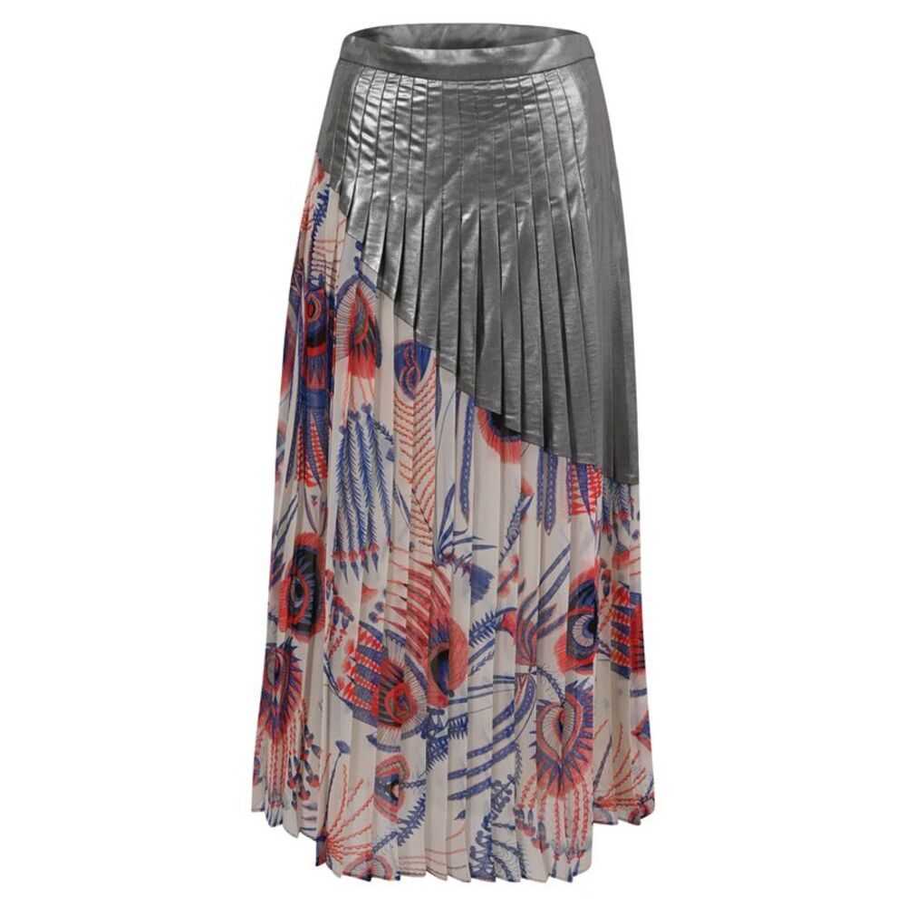 Dries Von Noten Printed Pleated Midi Skirt in Multicolor Polyester